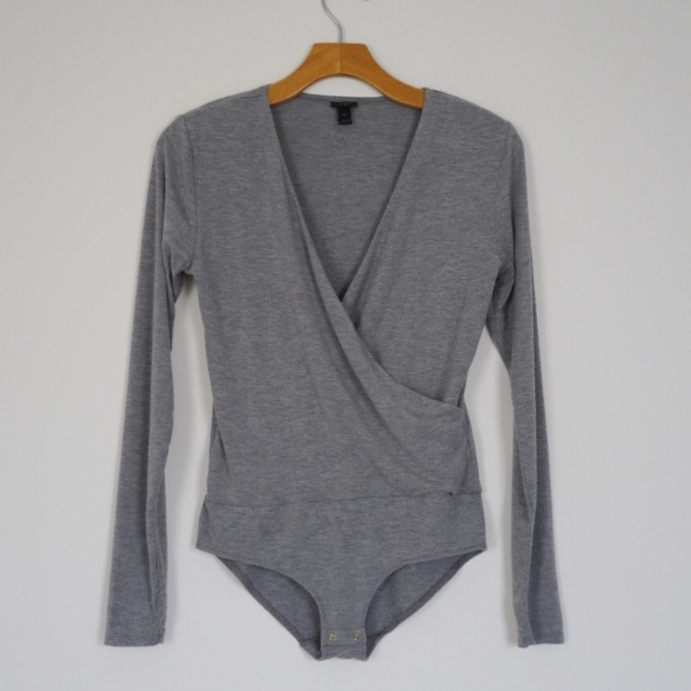 J. Crew gray wrap bodysuit size medium